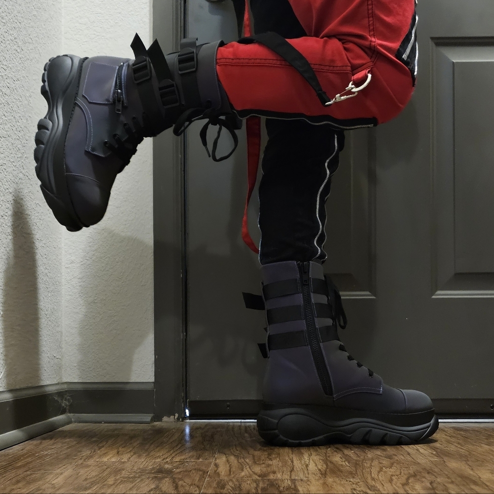 POSTER GIRL Mad Hustle Pocket Combat Boots - Reflective